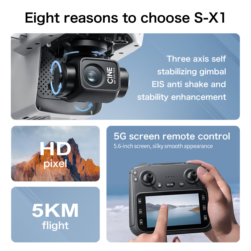 S-X1 MAX GPS 드론 3축 짐벌 8K/4K HD - Drone X1 Rc 리뷰 및 가격