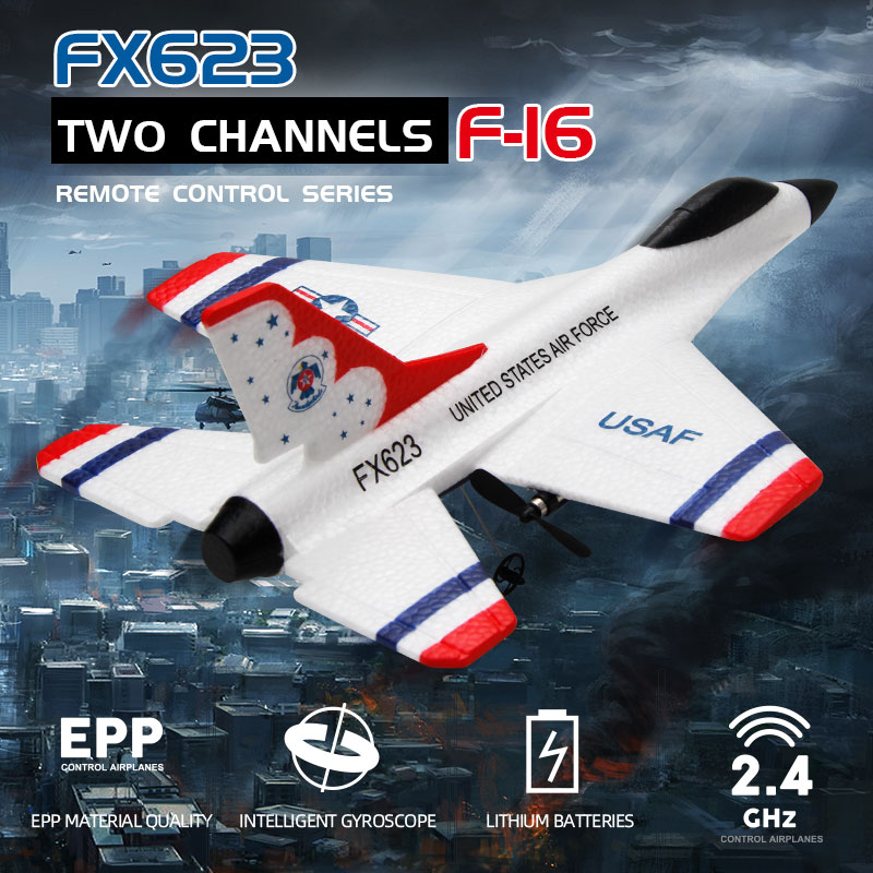 새로운 Fx623/F16 RC 비행기 2 채널 2.4G - Rc Wing Glider 리뷰 및 가격