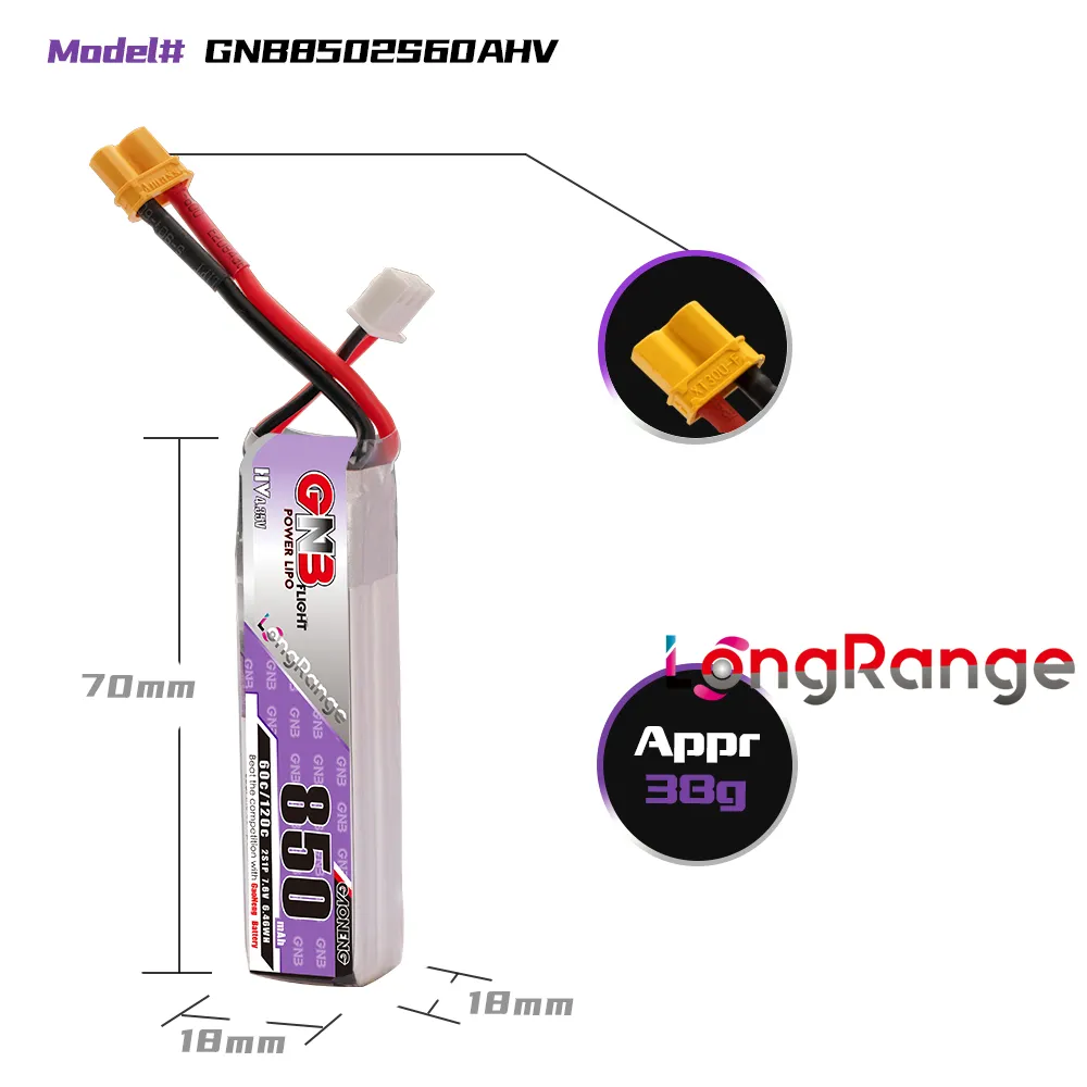 가오넹 GNB 리포 배터리 850mAh 2S 7.6V  - Drone Rc Link 리뷰 및 가격