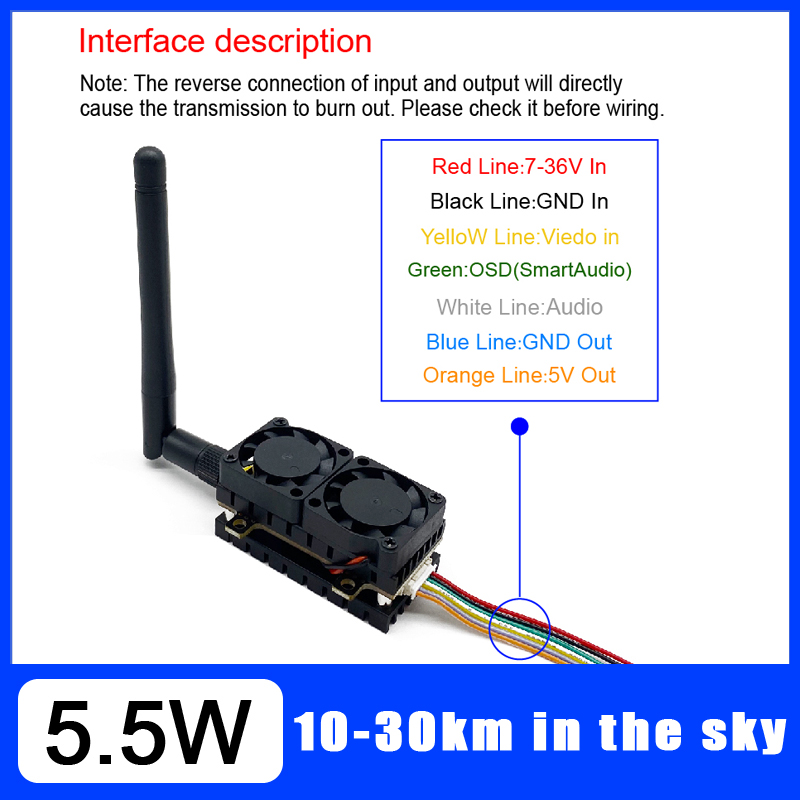 장거리 5.8GHz 5.5W 비디오 송신기 VTX 48 - Vtx Video Transmitter 리뷰 및 가격